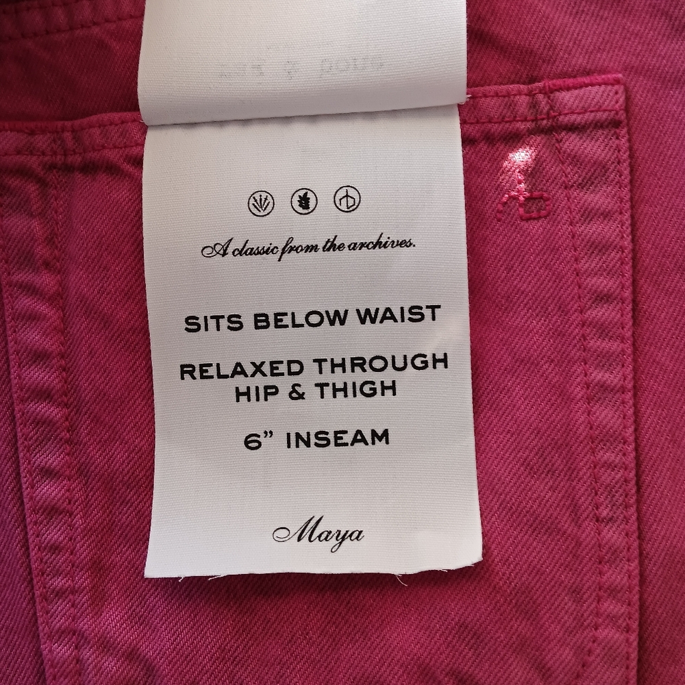 Rag & Bone Maya Jean Short 6" High Rise Bright Fuchsia Organic Cotton Size 28 - Picture 5 of 14